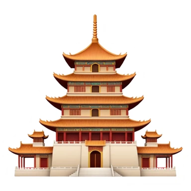 Chinese temple building, soft natural colors, standard emoji appearance sticker