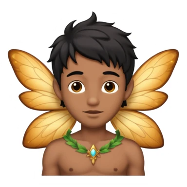 Brown skin tone male fairy with black hair sticker