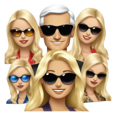 Young Hugh Hefner sunglasses with 6 beautiful blondes sticker