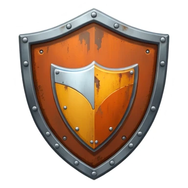 generate a realistic rust-clear steel shield sticker