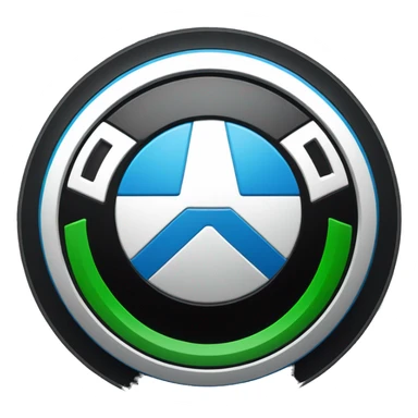 a bmw sign, in place of blue with green, and around the black to be red sticker