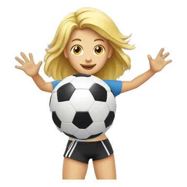 blond woman spinning a soccer ball on her hands sticker