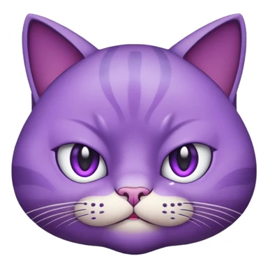 Annoyed purple emoji cat face rolling its eyes like 🙄 sticker