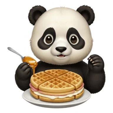 panda eating waffles sticker
