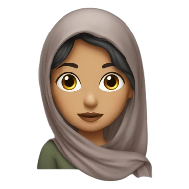 A Saudi girl with a hair scarf showing some of her dark hair sticker