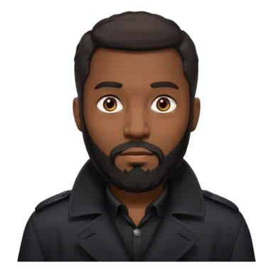black bearded man in black shirt in black trenchcoat  sticker