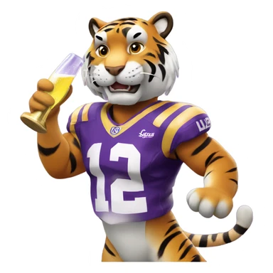 LSU Mike the Tiger popping champagne bottle sticker