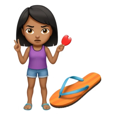 Una chica morena🙎🏽‍♀️enojada con una chancla en la mano sticker