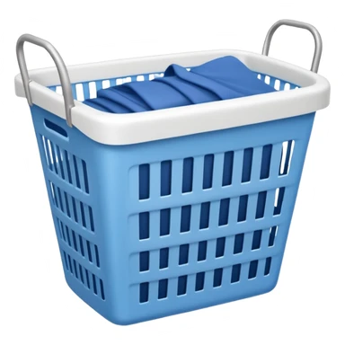 white LAUNDRY BASKET WITH FOLDED blue CLOTHES sticker