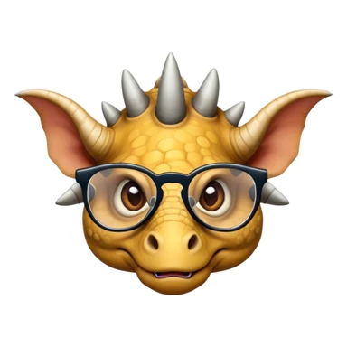 triceratops face with glasses sticker