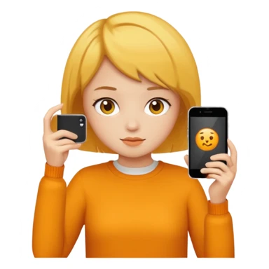 orange girlA brownish-yellow girl with short hair is taking a photo with her iPhone. sticker