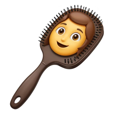 brown hairbrush, Samsung emoji style, cartoonish and friendly sticker