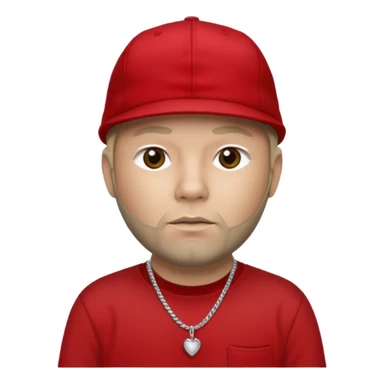 Fred Durst with light skin, dark blonde, red cap, black shirt with silver necklace, khaki pants sticker