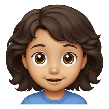cute smiling toddler face with big eyes, medium skin tone, and dark wavy hair sticker