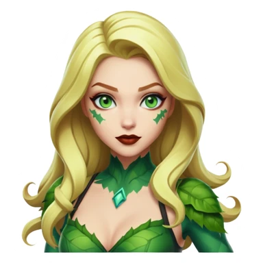 poison ivy fortnite skin with blonde hair, 
light  blue eyes and green lipstick  sticker