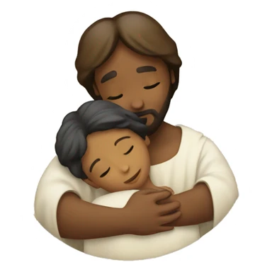 Child hugging Jesus sticker