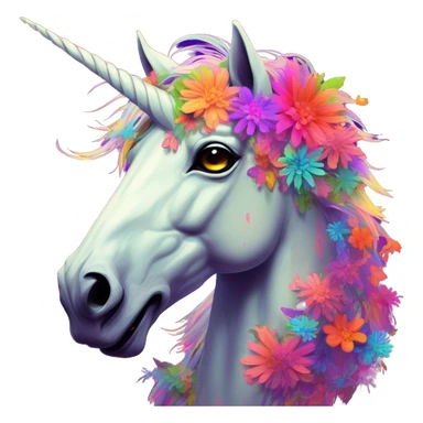 Zombie Pegasus unicorn psychedelic flowers floral groovy art neon rave raving sticker