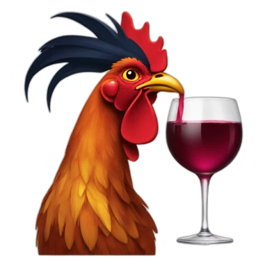 rooster drink wine sticker