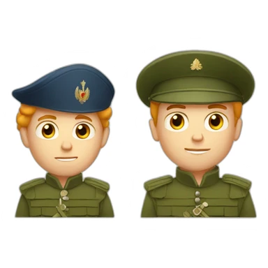 a short Russian blond guy soldier and short Russian red head soldier sticker