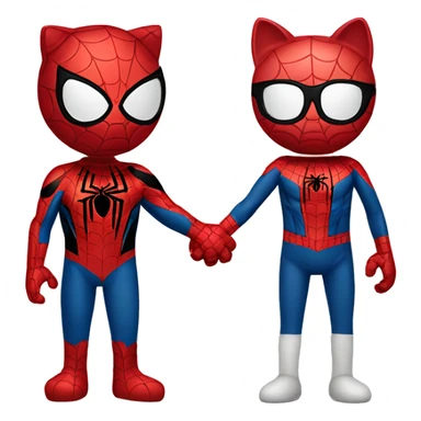 spider-man and hello kitty holding hands sticker