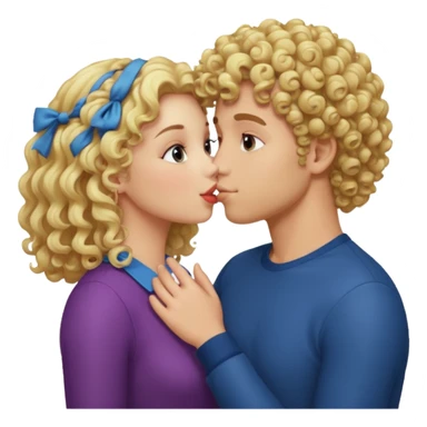 Blonde curly guy kissing on girl butt sticker