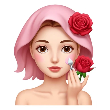 Girl making skin care rose sticker