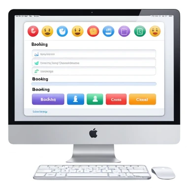 online booking system interface on iMac screen sticker