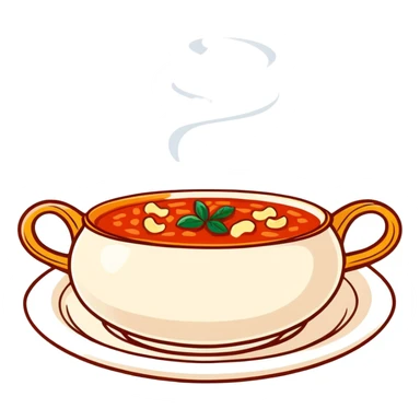 скатерть самобранка with a variety of Russian dishes like borscht, pelmeni, and blini sticker