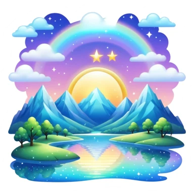 Iridescent divine celestial glistening glossy sparkly shiny glittery scenery  sticker
