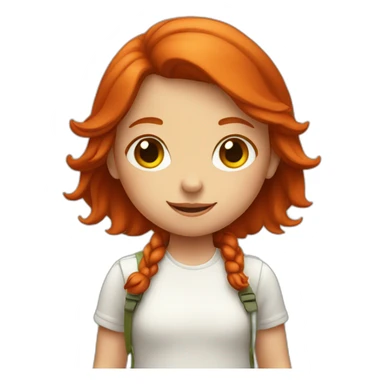 Little red head girl doing peace sign sticker