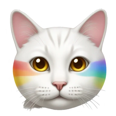 white cat with rainbow stripes sticker