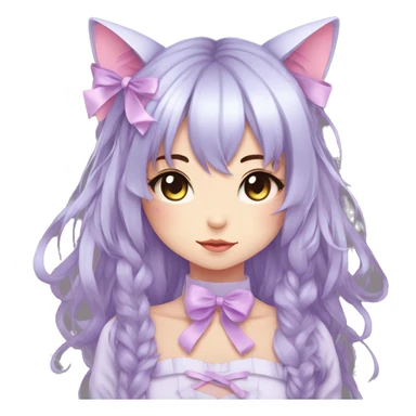 Edgy Kawaii Cute Cool Beautiful Elegant Pretty Pastel Anime Catgirl with ribbons sticker