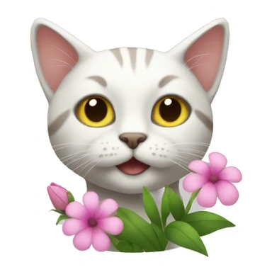 cat wearing flower sticker