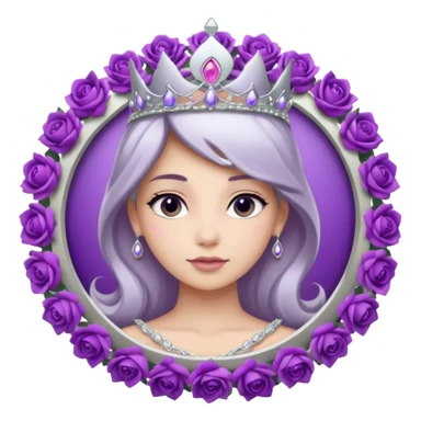 Purple shadow rose flower, silver circle plaque, silver tiara sticker