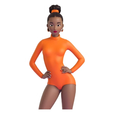 Professional African runway model with high sleek ponytail, striking features, high fashion pose sticker