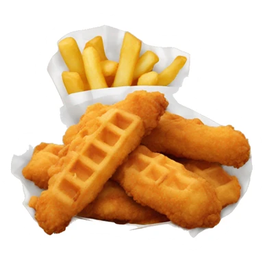 Fried chicken nuggets and waffle french fries sticker