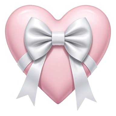 Light pink heart with white ribbon bow sticker