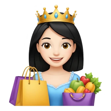 zadowlona czarnowłosa ksiezniczka jest zadowolona z zakupami sticker