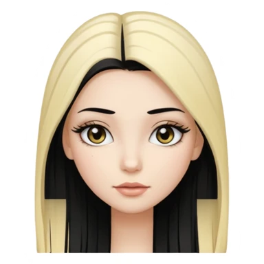 Girl with straight black hair with blonde highlights, long lashes, black eyes, pale skin sticker