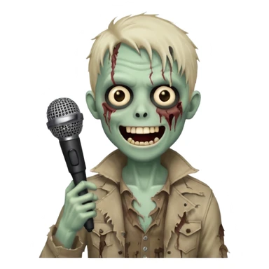 Singing Zombie with a smile on his face and a mic on his hand  sticker