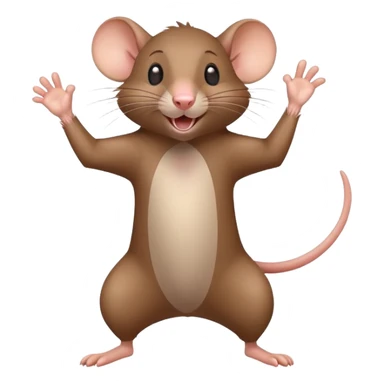 Energetic rat in mid-dance pose with one paw up and joyful expression sticker