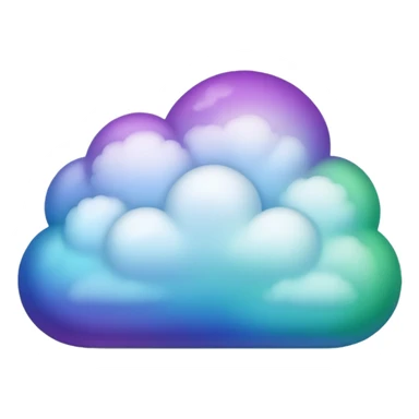 purple and green and blue gradient fluffy cloud no face sticker