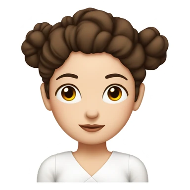 White girl with half-wavy dark brown hair with a bun in her hair with a white blouse sleeping on a pink pillow sticker