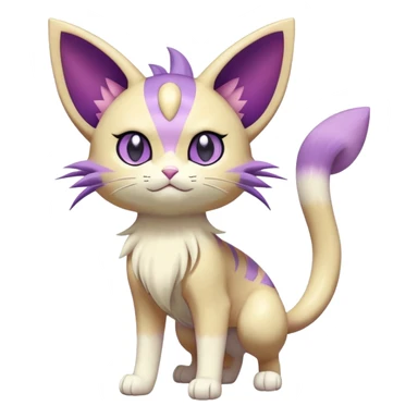 Meowth-Espeon-Skitty-Pokémon-Fakémon-hybrid-creature (full body) sticker
