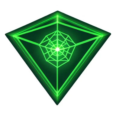 a glowing green laser web, 3/4 angle sticker