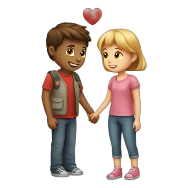 a boy who gives a red heart to a girl sticker