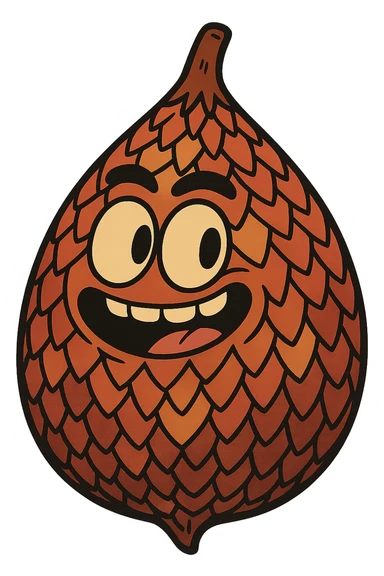 salak fruit, stylized cartoon, exaggerated scaly skin, bright colors, playful, no background sticker
