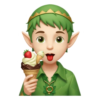 
A young elf boy in leafy clothes licking a triple-scoop ice cream with wide eyes.
baby elf with strawberry ice cream




 sticker