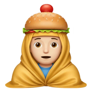 roblox guy wearing burger hat hiding under smelly blanket sticker