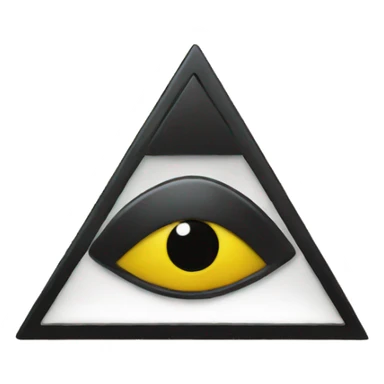 yellow triangle with a black top hat and one eye sticker